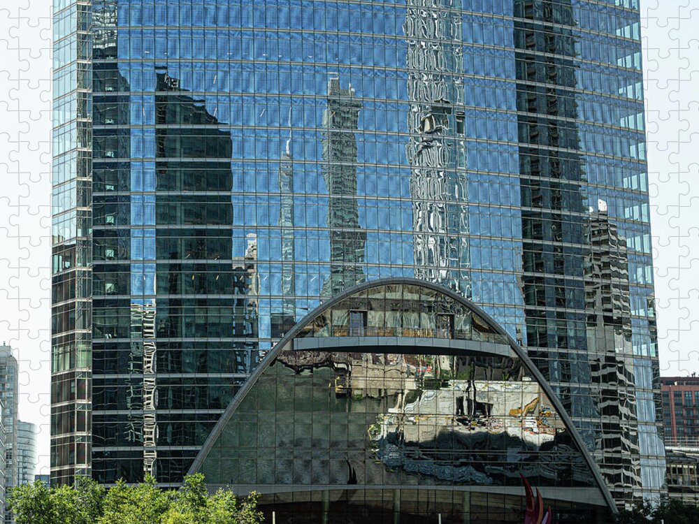 Mirrored Building - Chicago Jigsaw Puzzle featuring the photograph Mirrored Building - Chicago by David Morehead