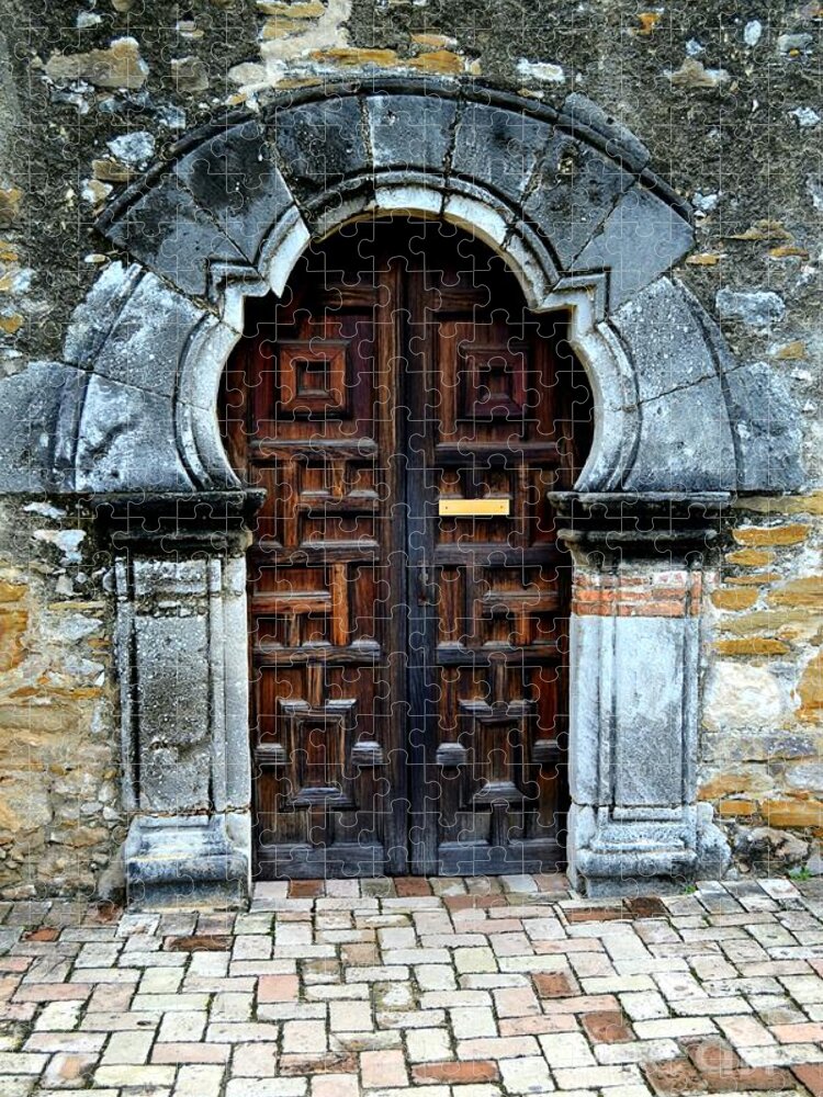 Church Door Photograph Jigsaw Puzzle featuring the photograph Mission Espada Door by Expressions By Stephanie