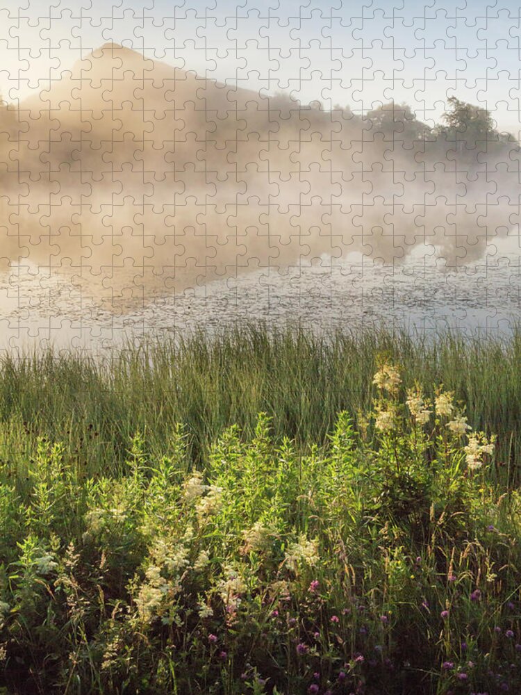 Mist Jigsaw Puzzle featuring the photograph Mist rising - Cawfield Quarry, Hadrians Wall by Anita Nicholson