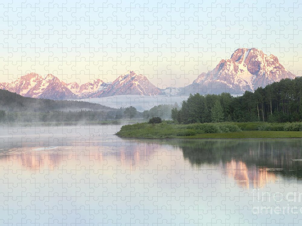Oxbow Bend Jigsaw Puzzle featuring the photograph Misty Morning on Oxbow Bend in Grand Teton National Park by Ronda Kimbrow