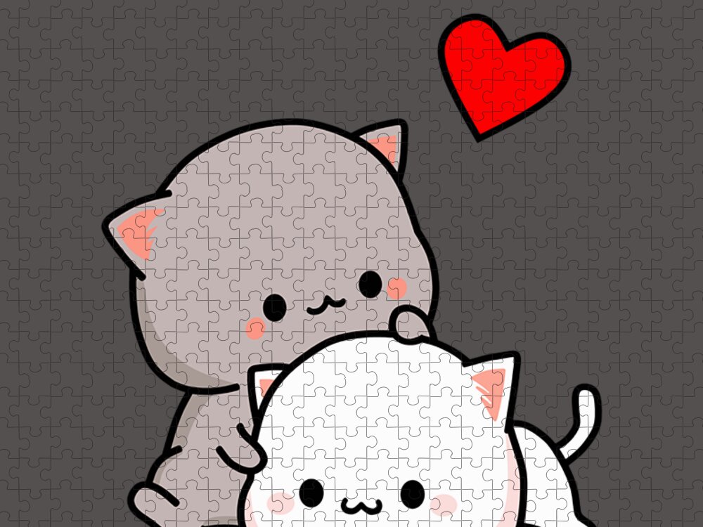 Mochi Peach Goma Love Is Kind Love Hugs Kisses Valentine Jigsaw Puzzle Halen Rivie - Pixels