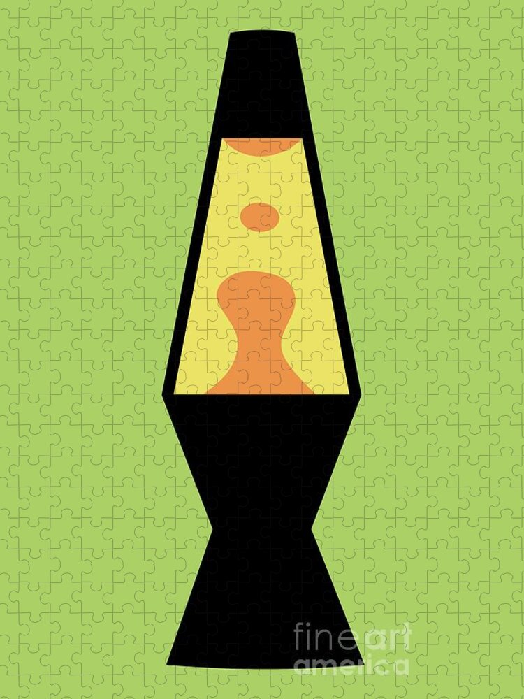 Mod Jigsaw Puzzle featuring the digital art Mod Lava Lamp on Green by Donna Mibus