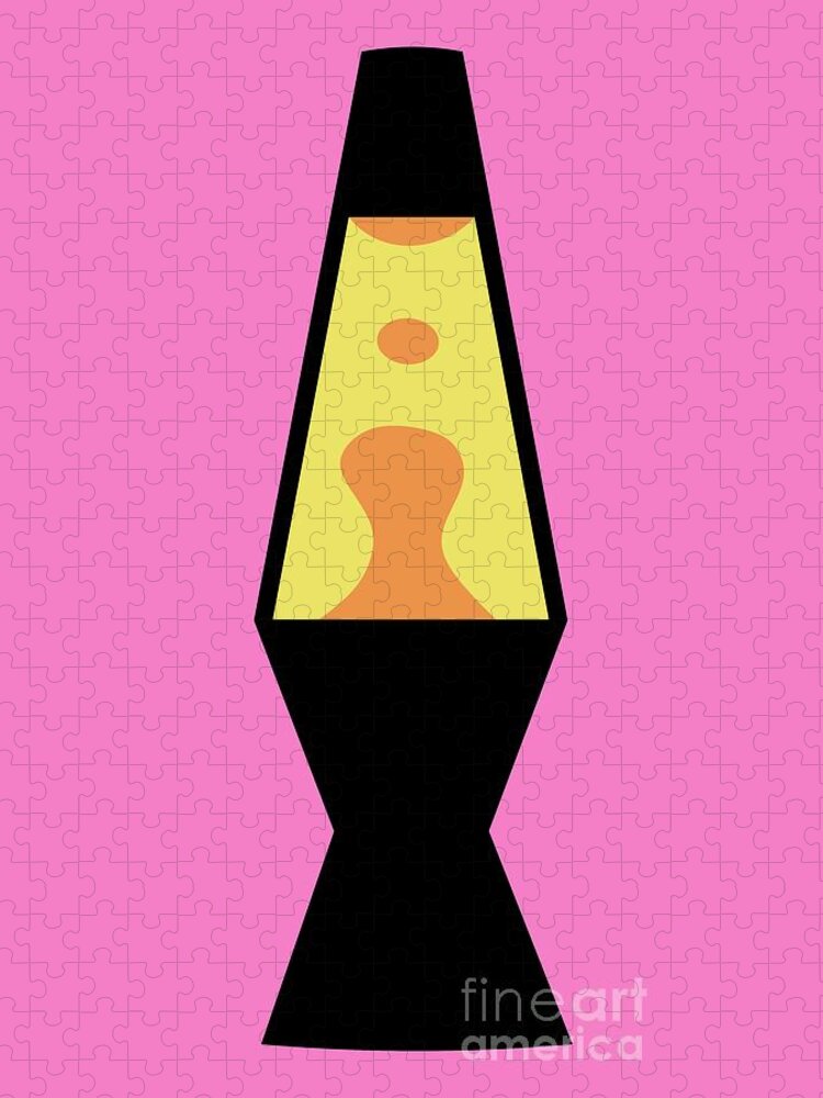 Mod Jigsaw Puzzle featuring the digital art Mod Lava Lamp on Pink by Donna Mibus