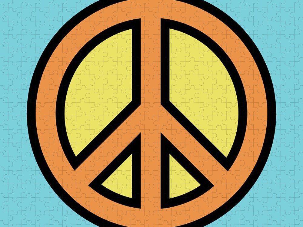 Mod Jigsaw Puzzle featuring the digital art Mod Peace Sign in Blue by Donna Mibus