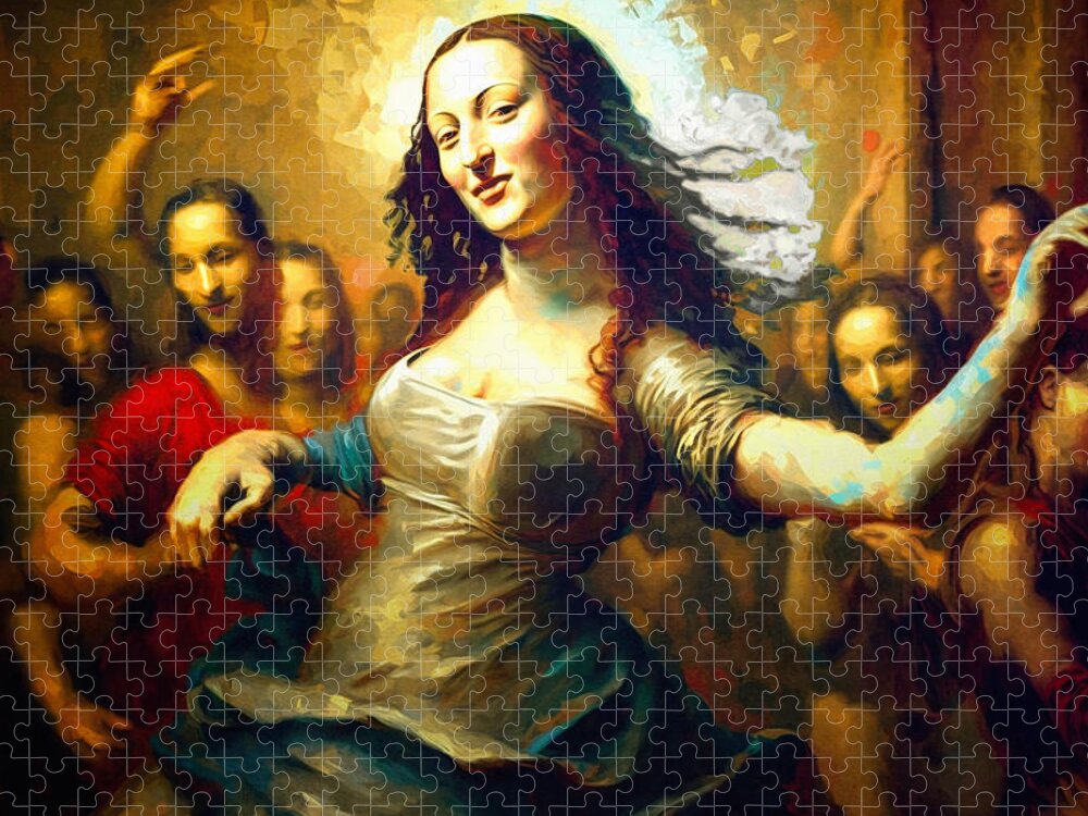 Figurative Jigsaw Puzzle featuring the digital art Mona Lisa Party Girl by Craig Boehman