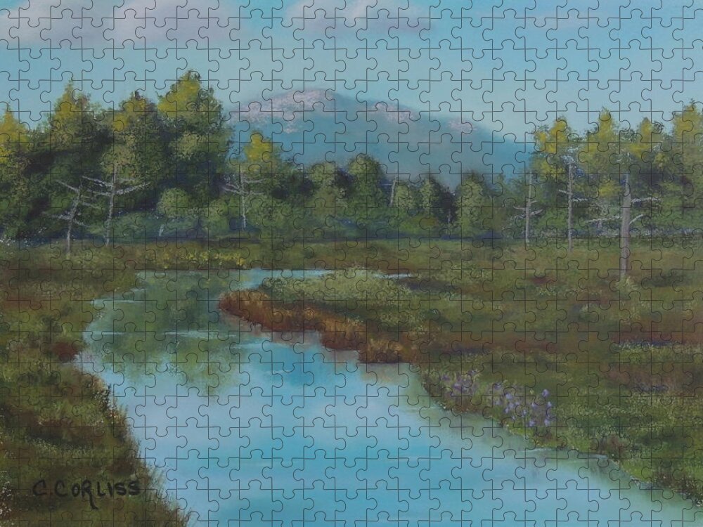 Monadock Jigsaw Puzzle featuring the pastel Monadnock Reflections by Carol Corliss