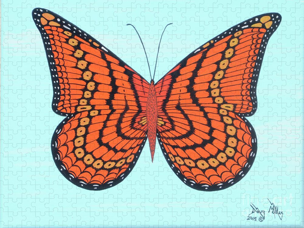 Butterflies Jigsaw Puzzle featuring the painting Monarch by Doug Miller
