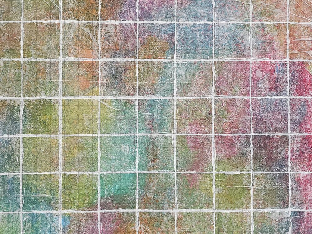 Monet's Garden Jigsaw Puzzle featuring the mixed media MONET'S GARDEN SQUARED Pastel Abstract by Lynnie Lang