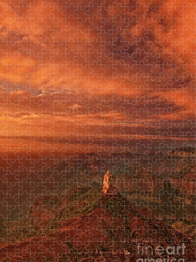 Dave Welling Jigsaw Puzzle featuring the photograph Monsoon Clouds Over North Rim Grand Canyon National Park by Dave Welling