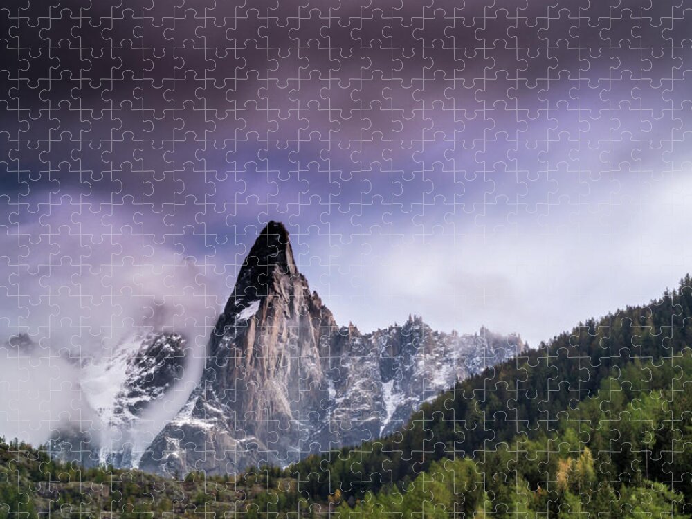 Mont Blanc Jigsaw Puzzle featuring the photograph Mont Blanc with wispy clouds by Andrew Lalchan