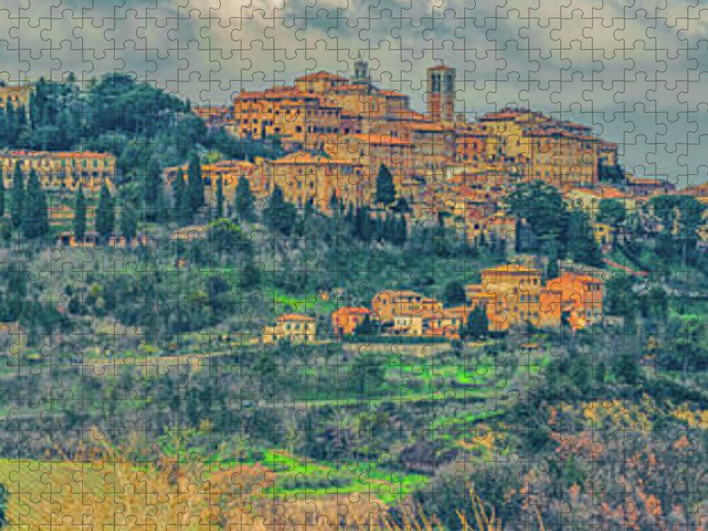 Montepulciano Jigsaw Puzzle featuring the photograph Montepulciano Panorama by Marcy Wielfaert
