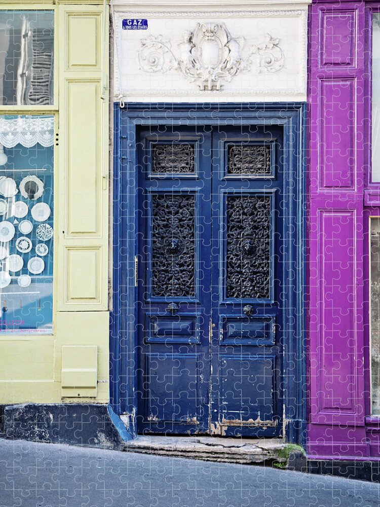 Paris Photography Jigsaw Puzzle featuring the photograph Montmartre Colors - Paris Doors by Melanie Alexandra Price