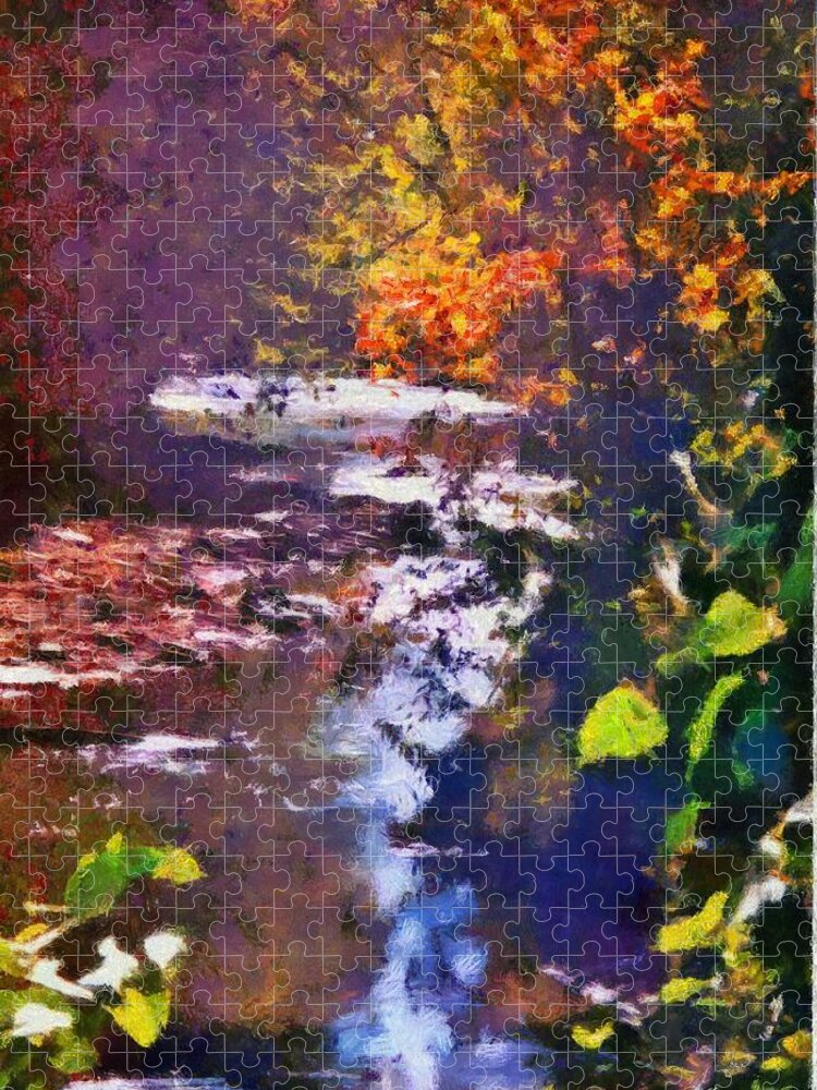 Montour Creek Jigsaw Puzzle featuring the mixed media Montour Creek in the 1990s by Christopher Reed