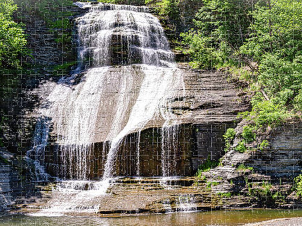 Water Jigsaw Puzzle featuring the photograph Montour Falls Panorama by William Norton