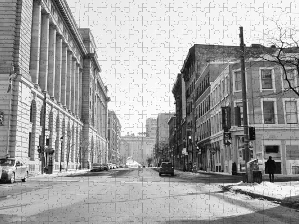 Black And White Photography Jigsaw Puzzle featuring the photograph Montreal Street Photo 11 by Reb Frost