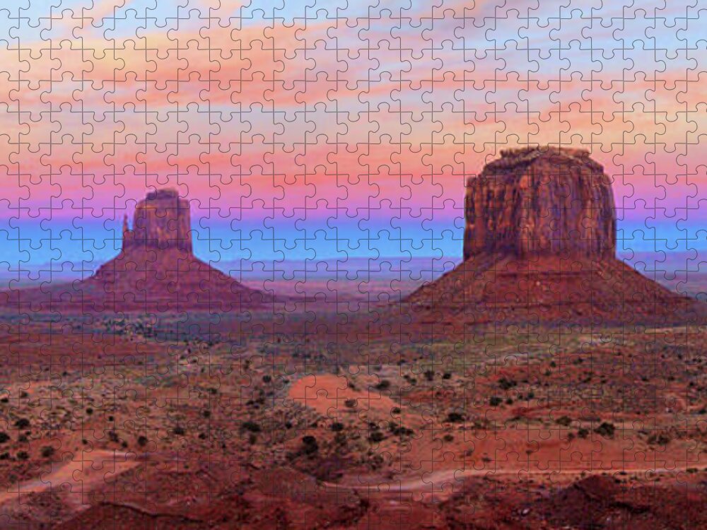 Desert Jigsaw Puzzle featuring the photograph Monument Valley Just After Dark 2 by Mike McGlothlen