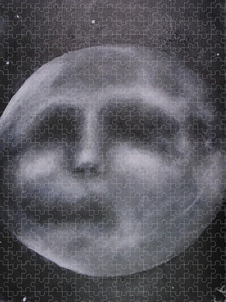 Moon Jigsaw Puzzle featuring the painting Moon Man by Jen Shearer