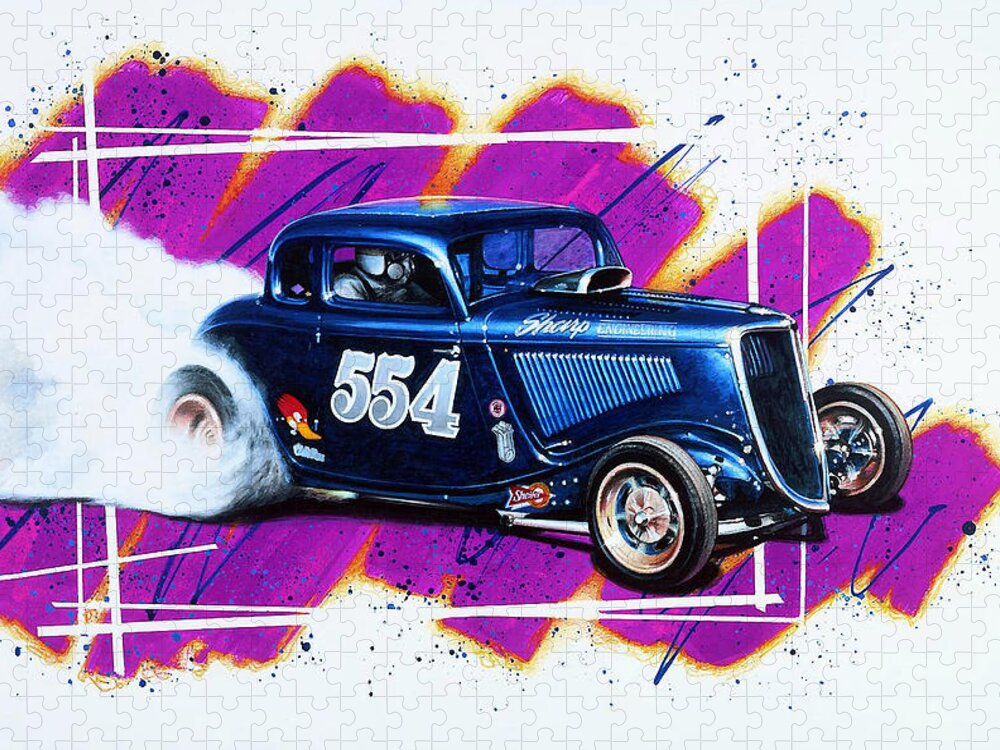 Nhra Funny Car Hell Fire Nitro Top Fuel Dragster Kenny Youngblood Jigsaw Puzzle featuring the painting Mooneyham and Sharp by Kenny Youngblood