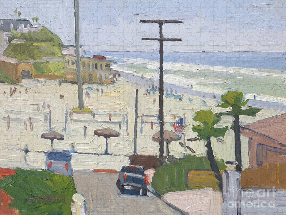 Moonlight Beach Jigsaw Puzzle featuring the painting Moonlight Beach - Encinitas, California by Paul Strahm