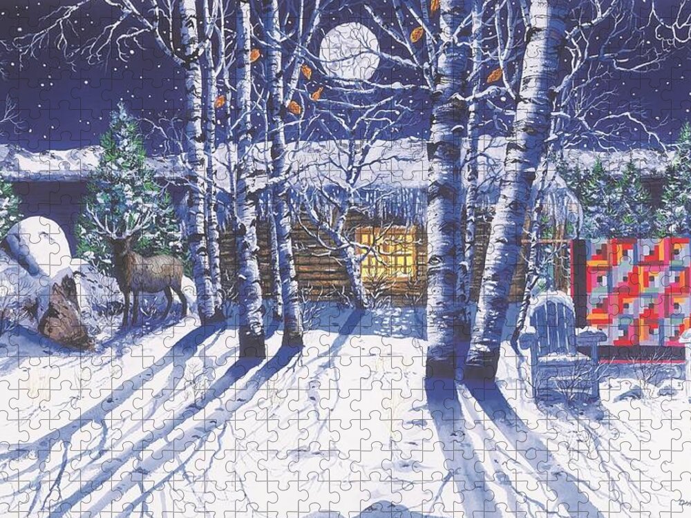 Full Moon Jigsaw Puzzle featuring the painting Moonlight by Diane Phalen