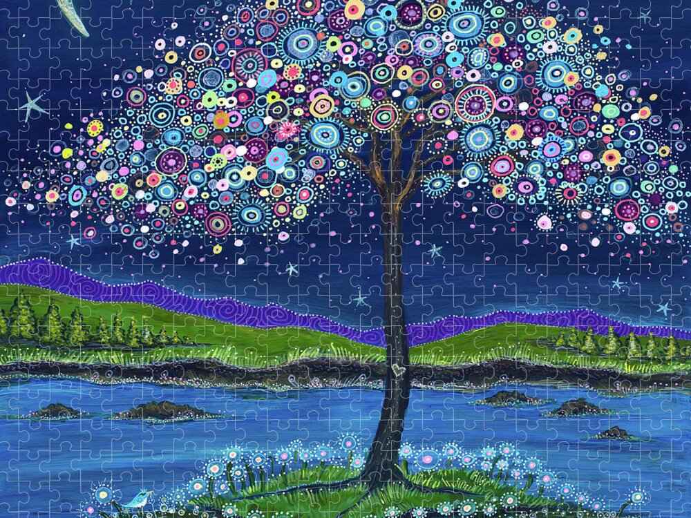 Moonlit Magic Jigsaw Puzzle featuring the painting Moonlit Magic by Tanielle Childers
