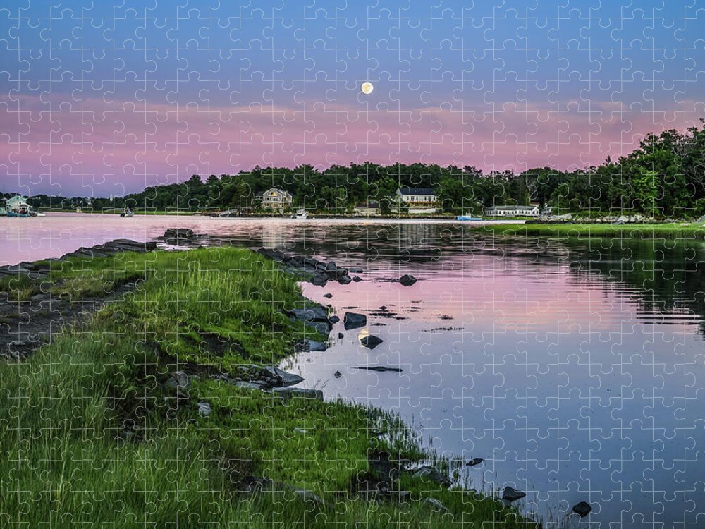 Stoney Cove Jigsaw Puzzle featuring the photograph Moonrise, Stoney Cove by Michael Hubley