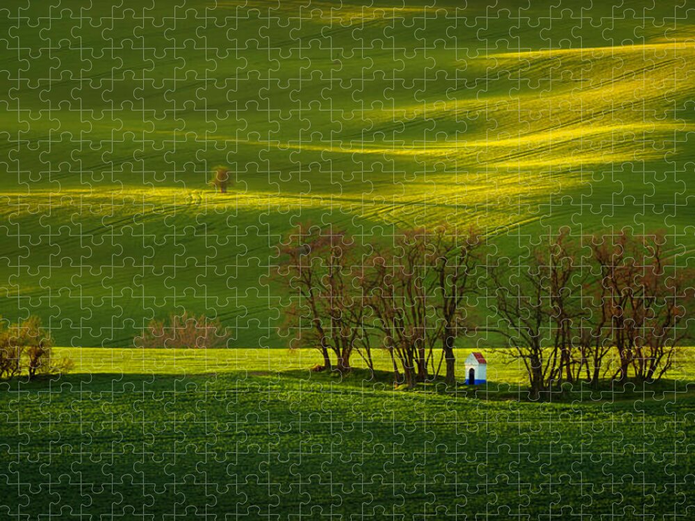 Fields Puzzle featuring the photograph Moravian rolling fields by Piotr Skrzypiec