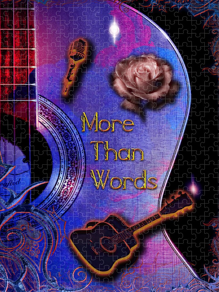 Guitar Jigsaw Puzzle featuring the digital art More Than Words by Michael Damiani