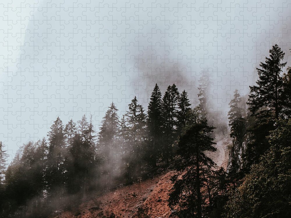 Rock Jigsaw Puzzle featuring the photograph Morning fog in Gesause National Park by Vaclav Sonnek