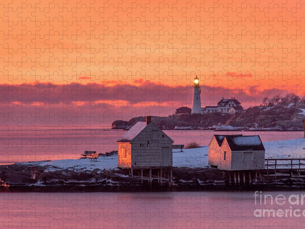 2020 Jigsaw Puzzle featuring the photograph Morning Glow at Portland Headlight by Craig Shaknis