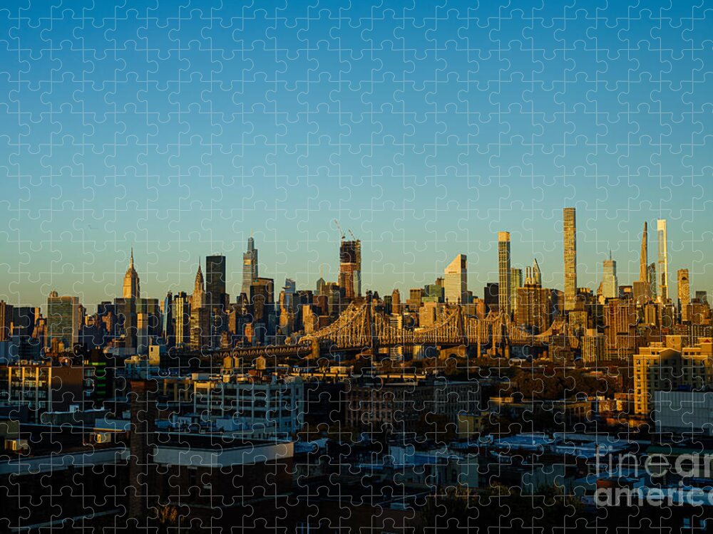 New York Jigsaw Puzzle featuring the photograph Morning in Manhattan from Long Island City by Diane Diederich