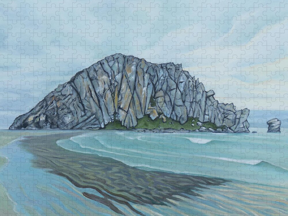 Morro Rock Jigsaw Puzzle featuring the painting Morro Rock by Whitney Palmer