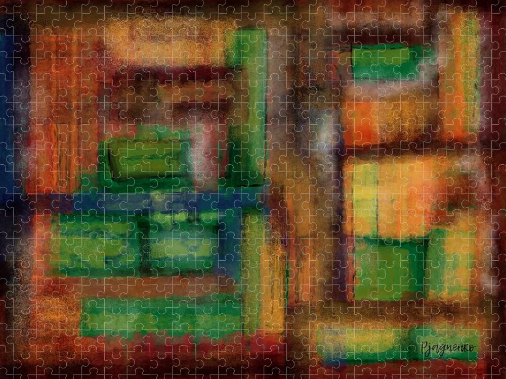 Mosaic Jigsaw Puzzle featuring the digital art Mosaic #14 by Ljev Rjadcenko