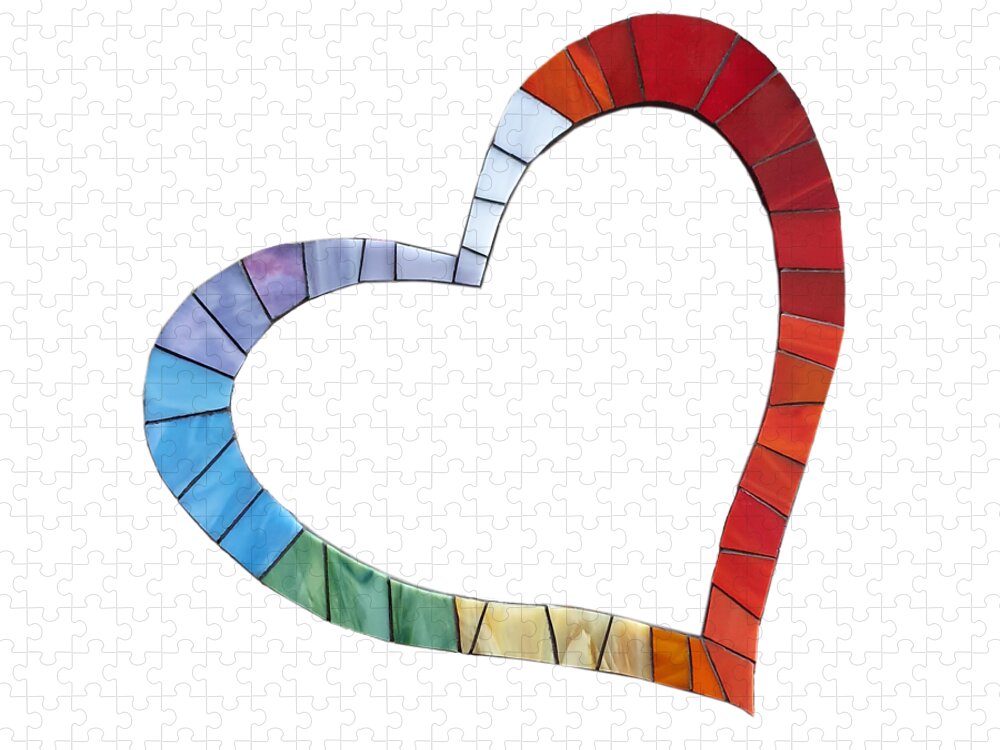 Heart Jigsaw Puzzle featuring the glass art Mosaic Heart In Rainbow Colors by Adriana Zoon