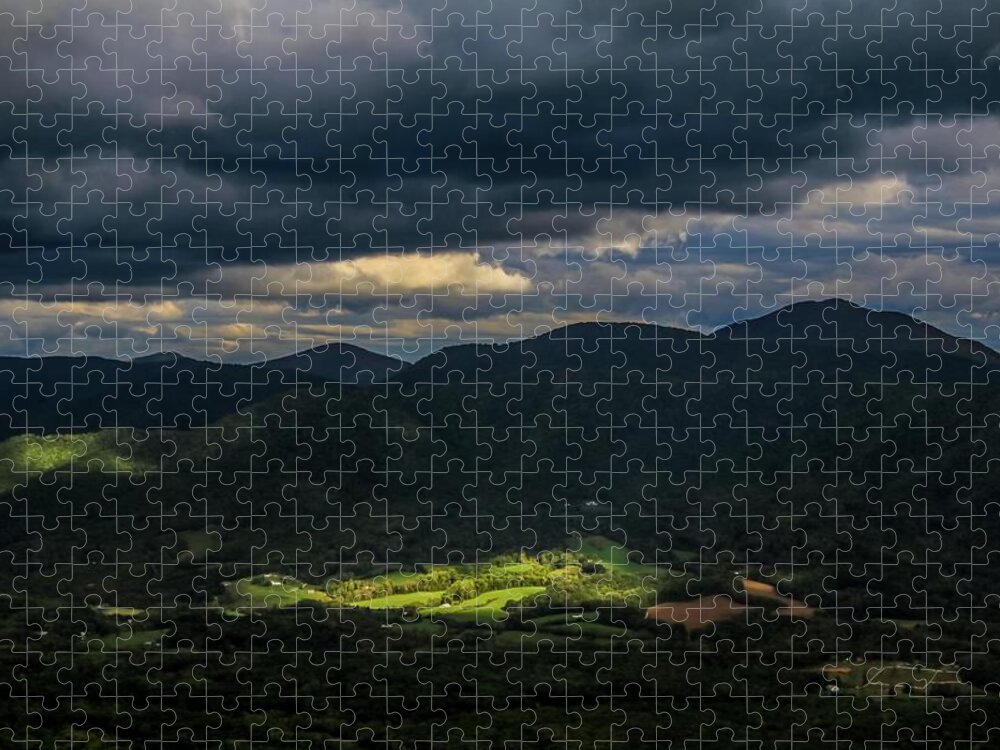 Blue Ridge Parkway Jigsaw Puzzle featuring the photograph Mostly Cloudy by Deb Beausoleil