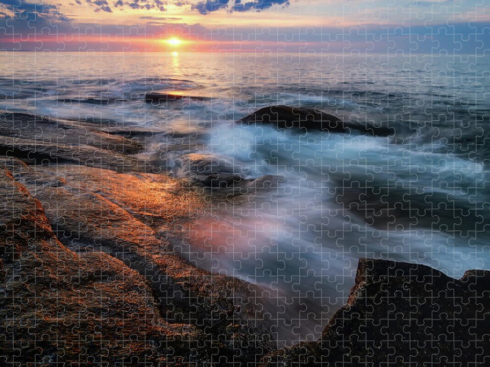 Sunset Jigsaw Puzzle featuring the photograph Motion Rockport by Michael Hubley