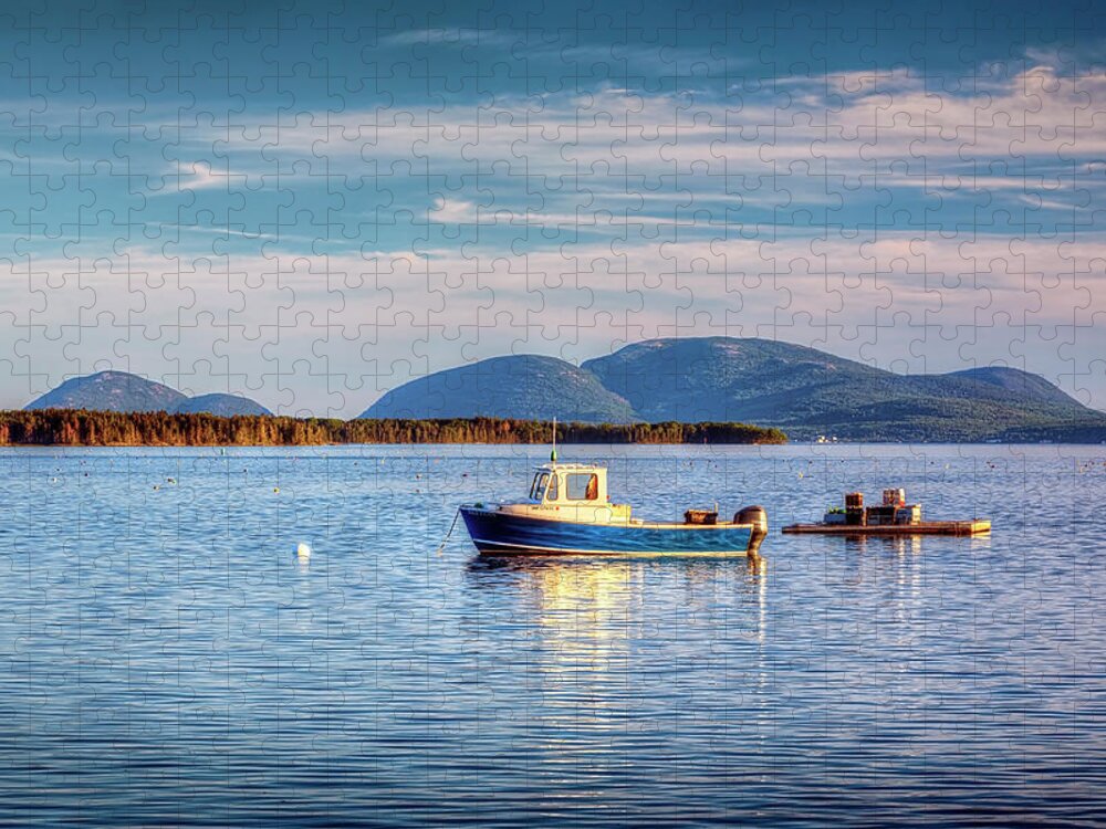 Lobster Boat Jigsaw Puzzle featuring the photograph Mount Desert Island a5932 by Greg Hartford