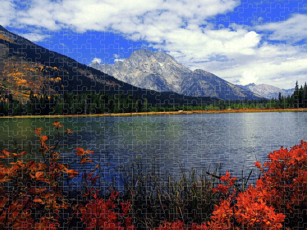 Mount Moran Jigsaw Puzzle featuring the photograph Mount Moran in the Fall by Raymond Salani III