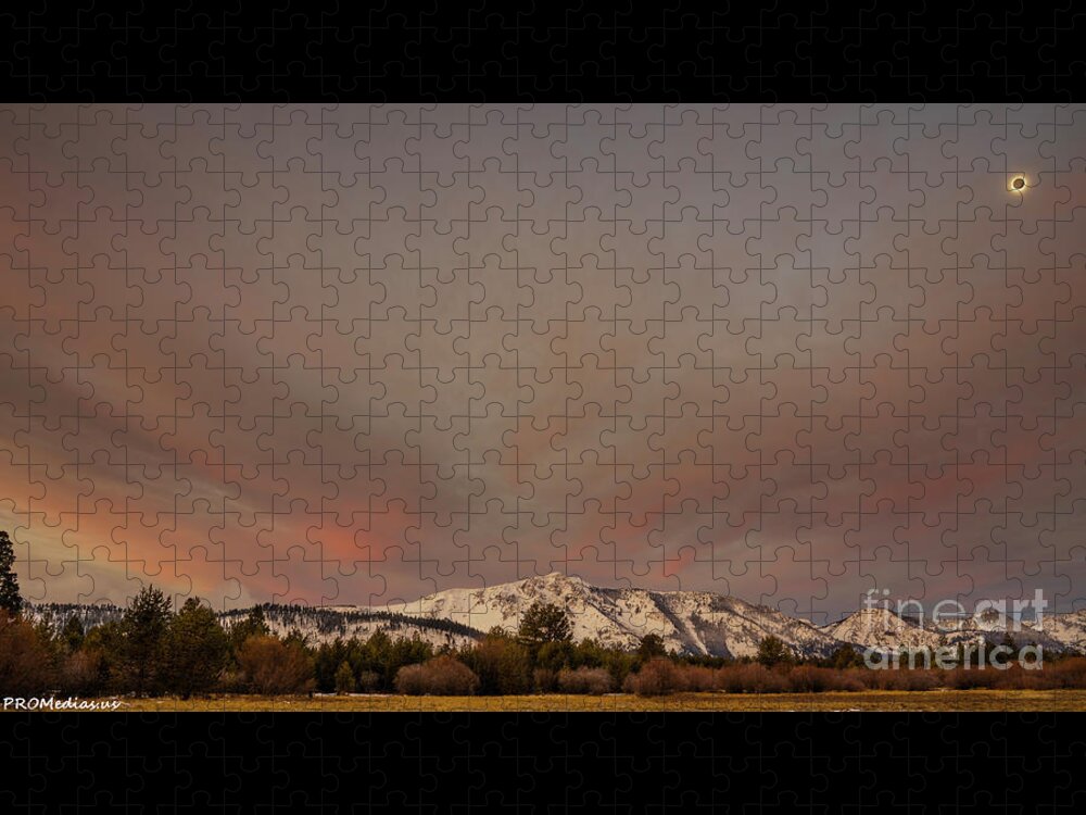 Mount Tallac California Jigsaw Puzzle featuring the photograph Mount Tallac sunrise mooned after the storm, El Dorado National Forest, California, U. S. A. by PROMedias US