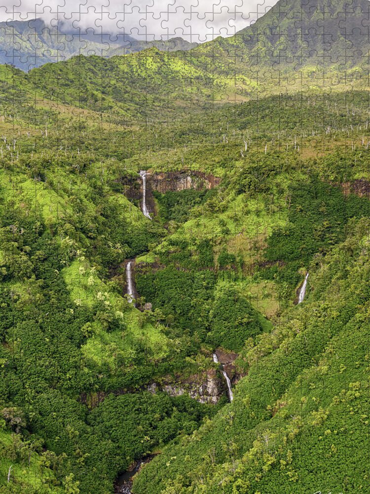 Mount Wai'ale'ale Jigsaw Puzzle featuring the photograph Mount Wai'ale'ale Waterfalls by Steven Sparks