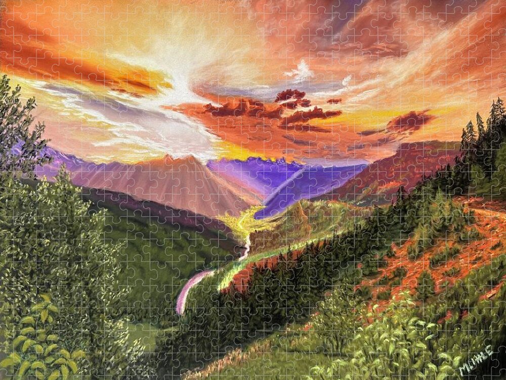 Smokies Jigsaw Puzzle featuring the pastel Mountain Splendor by Marlene Little