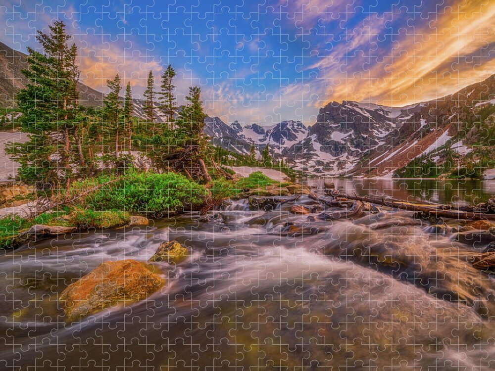 Colorado Jigsaw Puzzle featuring the photograph Mountain Stream Sunset by Darren White
