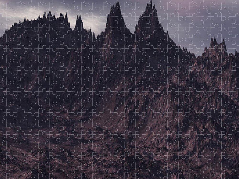 Lovecraft Jigsaw Puzzle featuring the digital art Mountains of Madness by Bernie Sirelson