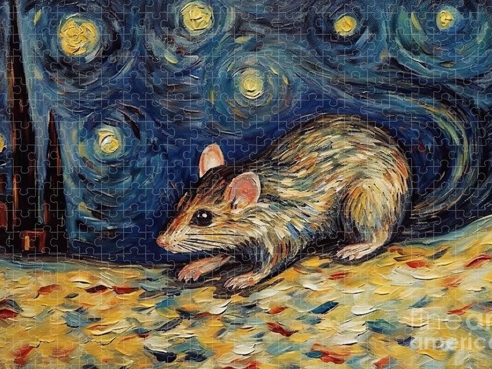 Drawing Jigsaw Puzzle featuring the painting Mouse Painting by N Akkash