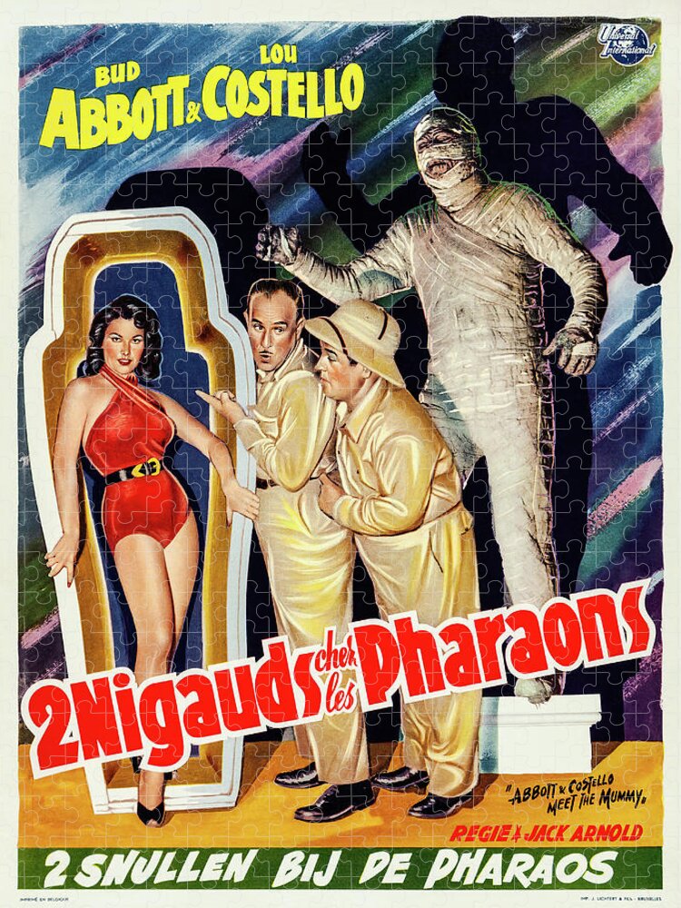 Abbott Jigsaw Puzzle featuring the mixed media Movie poster for ''Abbott and Costello Meet the Mummy'', 1955 by Movie World Posters