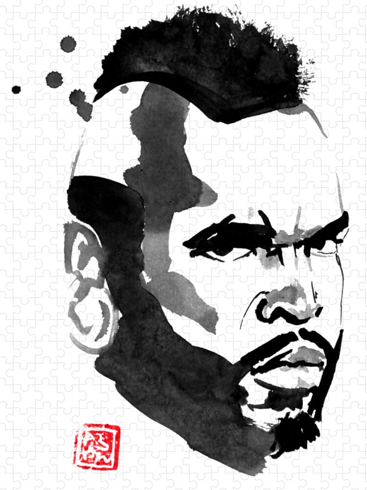 Mister T Jigsaw Puzzle featuring the drawing Mr T by Pechane Sumie