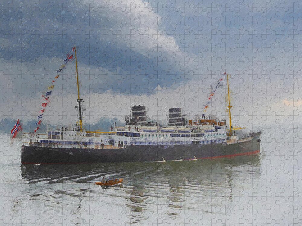Steamer Jigsaw Puzzle featuring the digital art M.S. Venus by Geir Rosset