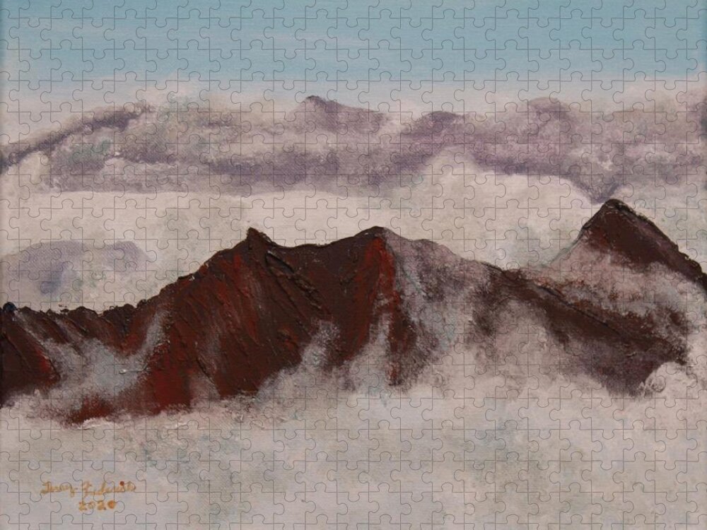 Mt. Hinman Jigsaw Puzzle featuring the painting Mt. Hinman by Terry Frederick