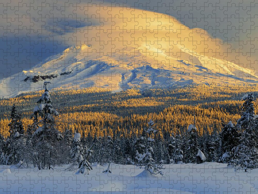 Mt. Jigsaw Puzzle featuring the photograph Mt. Hood Winter Sunrise by Patrick Campbell