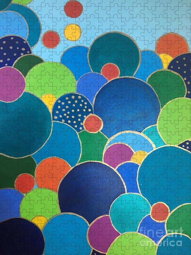 Bubbles Jigsaw Puzzle featuring the painting Multi-color Bubbles by Debora Sanders